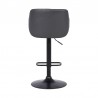 Armen Living Toby Grey Faux Leather Adjustable Height Swivel Black Wood and Metal Bar Stool Back