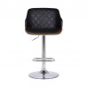 Armen Living Toby Black Faux Leather Adjustable Height Swivel Walnut Wood and Chrome Bar Stool Front