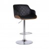 Armen Living Toby Black Faux Leather Adjustable Height Swivel Walnut Wood and Chrome Bar Stool