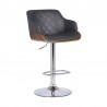 Armen Living Toby Gray Faux Leather Adjustable Height Swivel Walnut Wood and Chrome Bar Stool