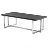 Armen Living Topaz Contemporary Rectangular Coffee Table in Brushed Stainless Steel with Grey Wood Top