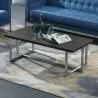 Armen Living Topaz Contemporary Rectangular Coffee Table in Brushed Stainless Steel with Grey Wood Top - Lifestyle - Armen Living Topaz Contemporary Rectangular Coffee Table in Brushed Stainless Steel with Grey Wood Top - Lifestyle
