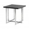 Topaz Contemporary End Table in Brushed Stainless Steel Finish with Grey Veneer Wood Top - White BG