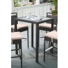 Armen Living Tropez Outdoor Patio Wicker Bar Table With Black Glass Top