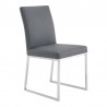 Armen Living Trevor Contemporary Dining Chair In Brushed Stainless Steel And Gray Faux Leather 02