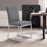 Trevor Contemporary Dining Chair in Brushed Stainless Steel and Grey Faux Leather - Set of 2