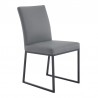 Armen Living Trevor Contemporary Dining Chair In Matte Black Finish And Gray Faux Leather 03