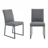 Armen Living Trevor Contemporary Dining Chair In Matte Black Finish And Gray Faux Leather 01