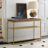 Armen Living Faye Rustic Brown Wood Console Table with Shelf and Antique Brass Metal Base
