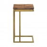 Armen Living Faye Rustic Brown Wood C-Shape End table with Antique Brass Base Side View