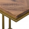 Armen Living Faye Rustic Brown Wood C-Shape End table with Antique Brass Base Corner