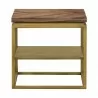 Armen Living Faye Rustic Brown Wood Side table with Shelf and Antique Brass Base Front - Armen Living Faye Rustic Brown Wood Side table with Shelf and Antique Brass Base Front