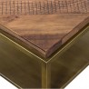 Armen Living Faye Rustic Brown Wood Side table with Shelf and Antique Brass Base Top Corner