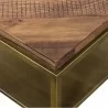 Armen Living Faye Rustic Brown Wood Side table with Shelf and Antique Brass Base Top Corner - Armen Living Faye Rustic Brown Wood Side table with Shelf and Antique Brass Base Top Corner