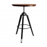 Armen Living Tribeca Pub Table in Industrial Grey Finish with Ash Wood Tabletop - Side CloseUp