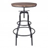 Armen Living Titan Industrial Adjustable Pub Table in Industrial Gray and Pine Wood Top