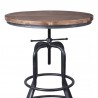 Armen Living Titan Industrial Adjustable Pub Table in Industrial Gray and Pine- Wood Top