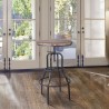 Armen Living Titan Industrial Adjustable Pub Table in Industrial Gray and Pine Wood Top