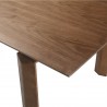 Treviso Mid-Century Extension Dining Table in Walnut Finish and Top - Table Edge Close-Up