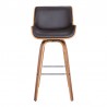 Armen Living Tyler Swivel Brown Faux Leather and Walnut Wood Bar Stool Front