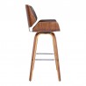 Armen Living Tyler Swivel Brown Faux Leather and Walnut Wood Bar Stool Side