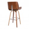Armen Living Tyler Swivel Brown Faux Leather and Walnut Wood Bar Stool Back
