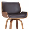 Armen Living Tyler Swivel Brown Faux Leather and Walnut Wood Bar Stool Half