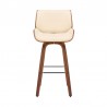 Armen Living Tyler Swivel Cream Faux Leather and Walnut Wood Bar Stool Front