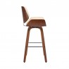 Armen Living Tyler Swivel Cream Faux Leather and Walnut Wood Bar Stool Side