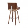 Armen Living Tyler Swivel Cream Faux Leather and Walnut Wood Bar Stool Back