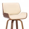 Armen Living Tyler Swivel Cream Faux Leather and Walnut Wood Bar Stool Half