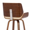 Armen Living Tyler Swivel Cream Faux Leather and Walnut Wood Bar Stool Back Half