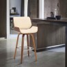 Armen Living Tyler Swivel Cream Faux Leather and Walnut Wood Bar Stool