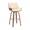 Armen Living Tyler Swivel Cream Faux Leather and Walnut Wood Bar Stool Side