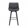 Armen Living Tyler Swivel Grey Faux Leather and Black Wood Bar Stool Front