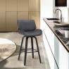 Armen Living Tyler Swivel Grey Faux Leather and Black Wood Bar Stool