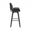Armen Living Tyler Swivel Grey Faux Leather and Black Wood Bar Stool Side