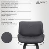 Armen Living Tyler Swivel Grey Faux Leather and Black Wood Bar Stool