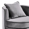 Armen Living Truly Contemporary Swivel Chair In Gray Velvet And Black Velvet Piping 002