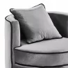 Armen Living Truly Contemporary Swivel Chair In Gray Velvet And Black Velvet Piping 002 - Armen Living Truly Contemporary Swivel Chair In Gray Velvet And Black Velvet Piping 002