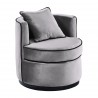 Truly Contemporary Swivel Chair in Grey Velvet and Black Velvet Piping - Angled