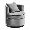 Truly Contemporary Swivel Chair in Grey Velvet and Black Velvet Piping - Angled - Truly Contemporary Swivel Chair in Grey Velvet and Black Velvet Piping - Angled