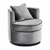 Armen Living Truly Contemporary Swivel Chair In Gray Velvet And Black Velvet Piping 001 - Armen Living Truly Contemporary Swivel Chair In Gray Velvet And Black Velvet Piping 001