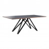 Armen Living Urbino Mid-Century Dining Table In Matte Black Finish With Walnut And Dark Gray Glass Top 02