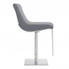 Armen Living Victory Contemporary Swivel Barstool in Brushed Stainless Steel and Gray Faux Leather Side