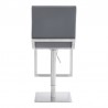 Armen Living Victory Contemporary Swivel Barstool in Brushed Stainless Steel and Gray Faux Leather Back