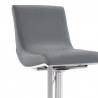 Armen Living Victory Contemporary Swivel Barstool in Brushed Stainless Steel and Gray Faux Leather Half