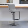 Victory Contemporary Swivel Barstool in Matte Black Finish and Grey Faux Leather