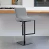 Victory Contemporary Swivel Barstool in Matte Black Finish and Grey Faux Leather - Victory Contemporary Swivel Barstool in Matte Black Finish and Grey Faux Leather