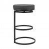 Armen Living Vander Black Faux Leather and Brushed Stainless Steel Swivel Bar Stool Side